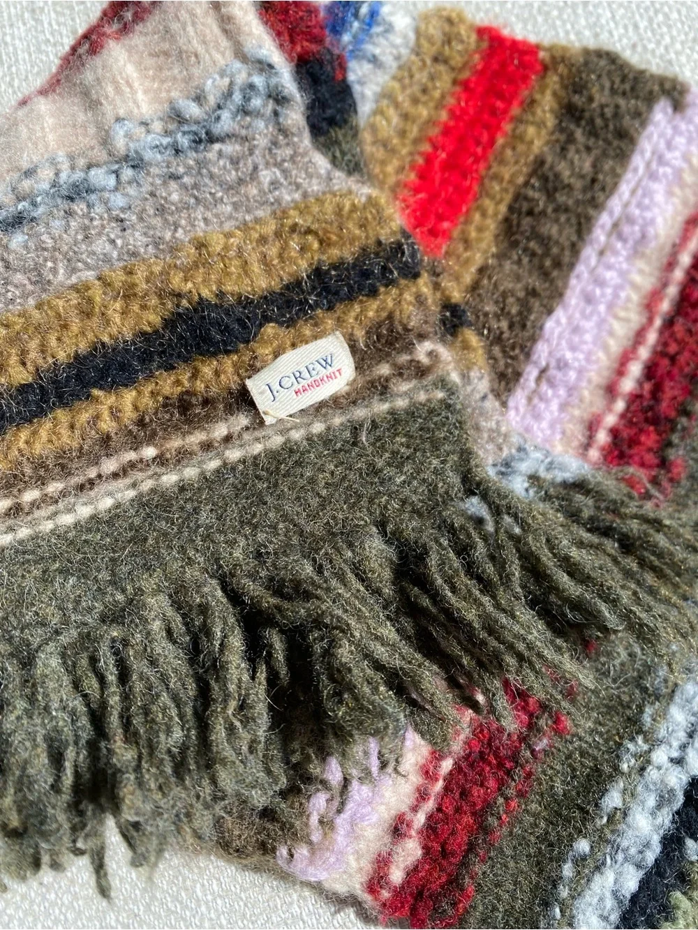 Vintage J.Crew Scarf 100% Wool Multicolor Rare Handknit